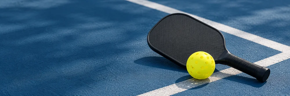 Pickleball equipment on court