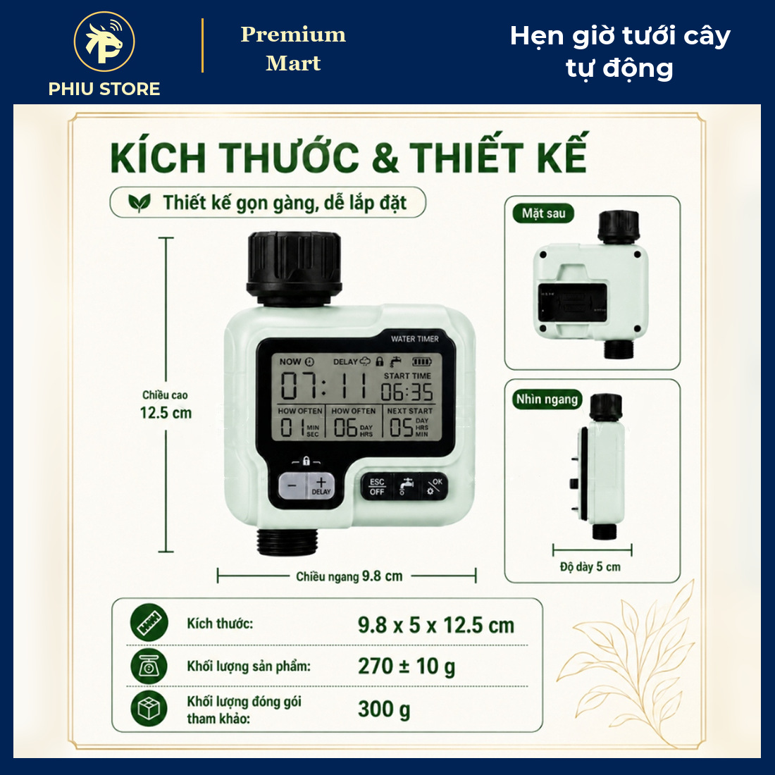Máy Hẹn Giờ Tưới Cây Tự Động Màn Hình LCD IPX5 Gắn Vòi Nước, Dùng Cho Tưới Nhỏ Giọt, Phun Sương - PHIU STORE_thumbnail_3