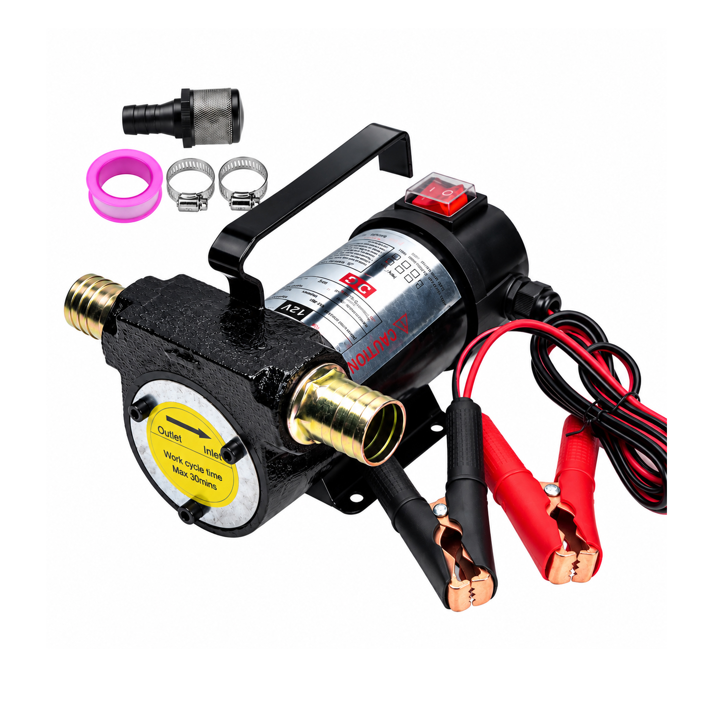 Máy bơm hút nhiên liệu xăng dầu 12V, 24V, hút dầu, nhớt, nước, xăng, công xuất 260W hút xâu 5m, đẩy cao 10m