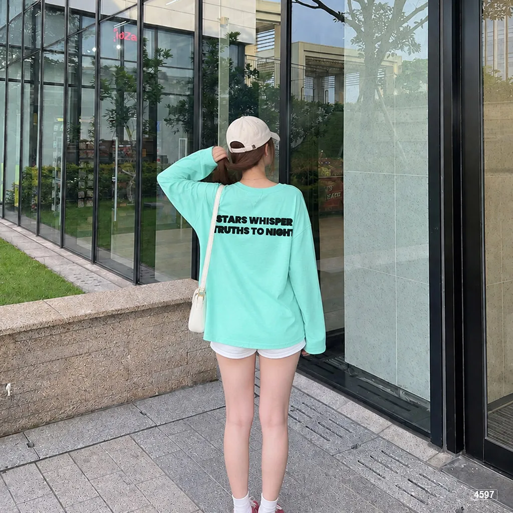 Áo thun nữ boxy tay dài cotton xước Miucho phong cách tối giản Hàn Quốc 4597_thumbnail_3