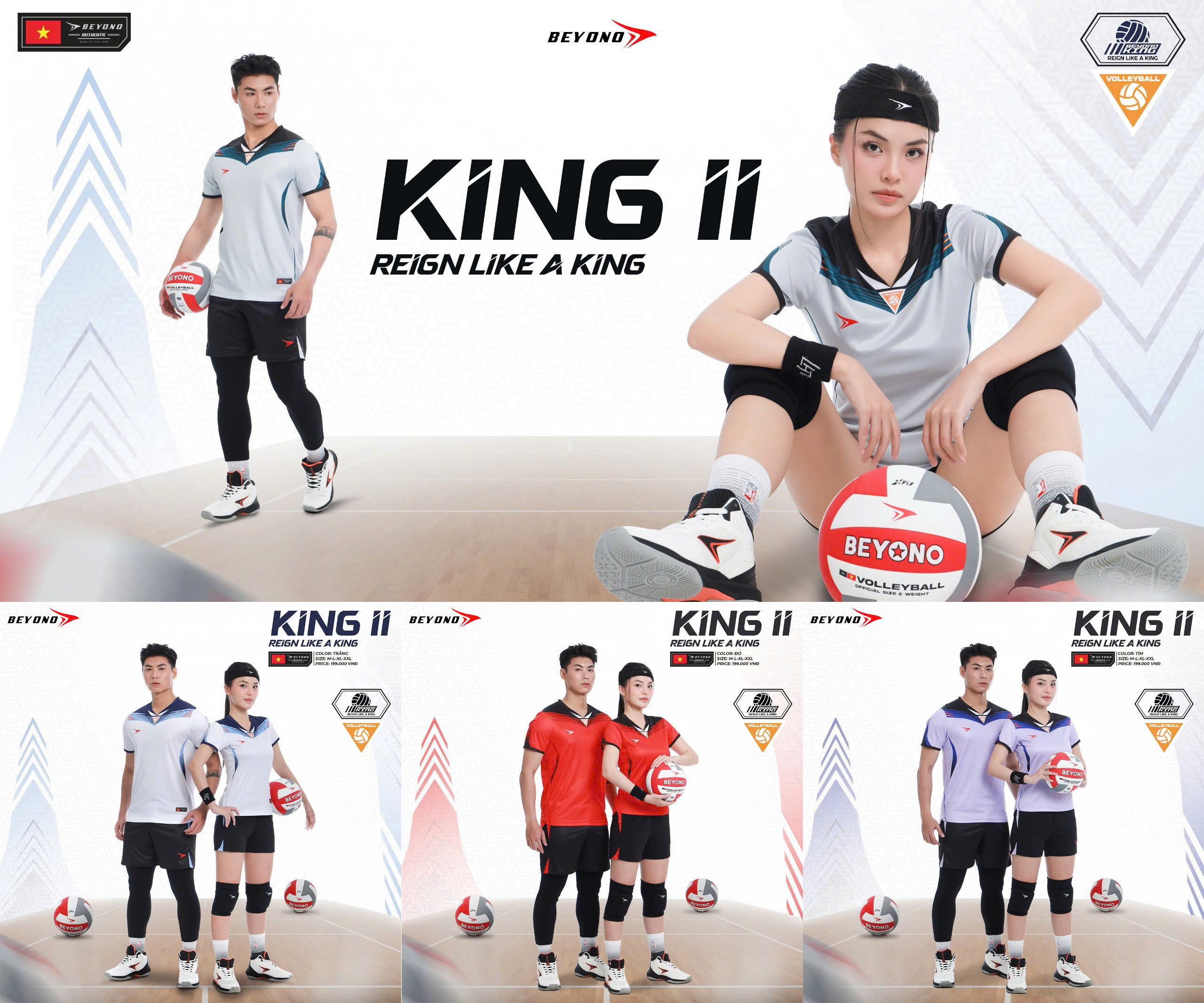 BST Quần Áo Bóng Chuyền Beyono King II Thun Mè Cao Cấp Thoáng Khí Thể Thao Đương Đại