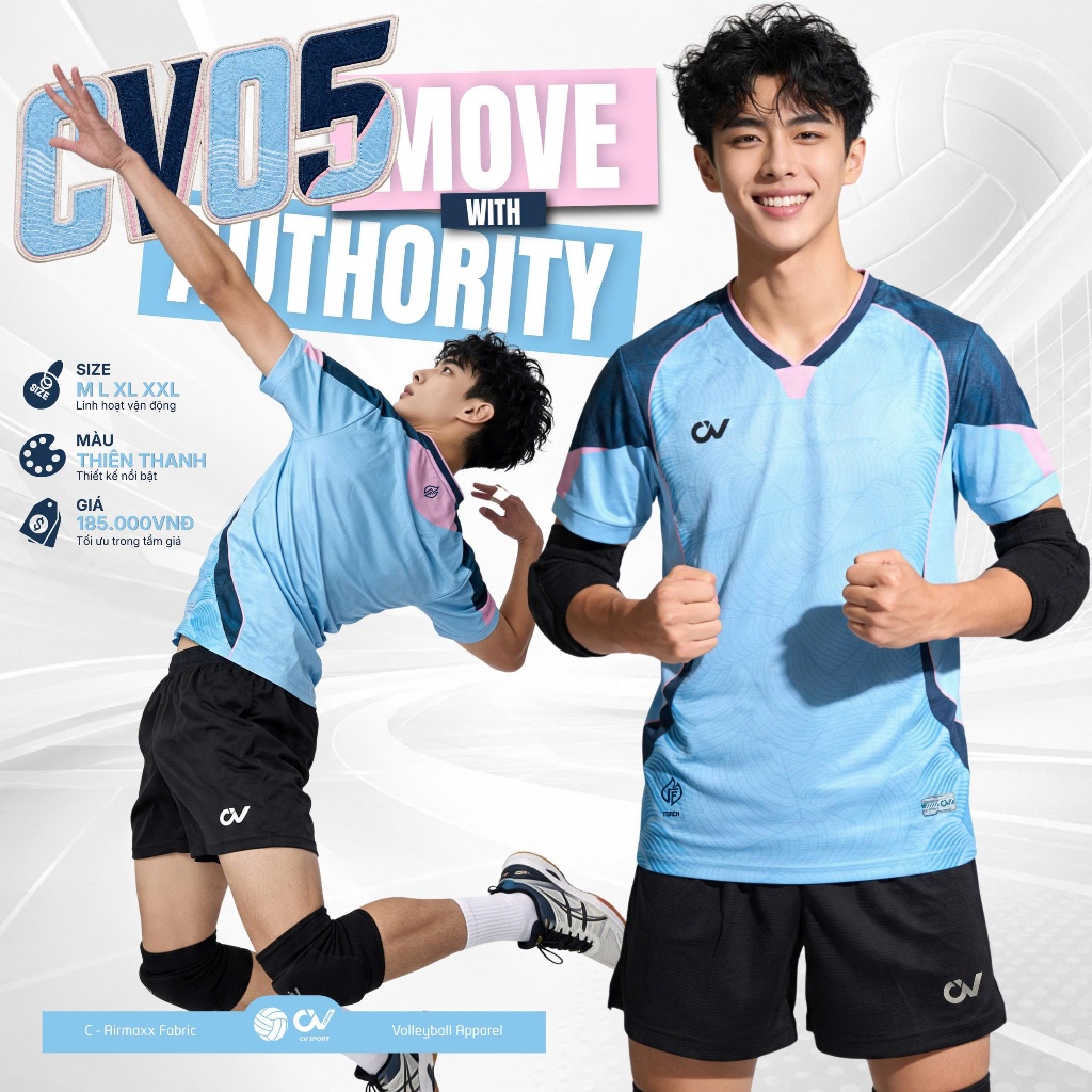 BST Quần Áo Bóng Chuyền CV CV05 Thun Mè C-Airrmax Thoáng Khí Thể Thao Đương Đại_thumbnail_3