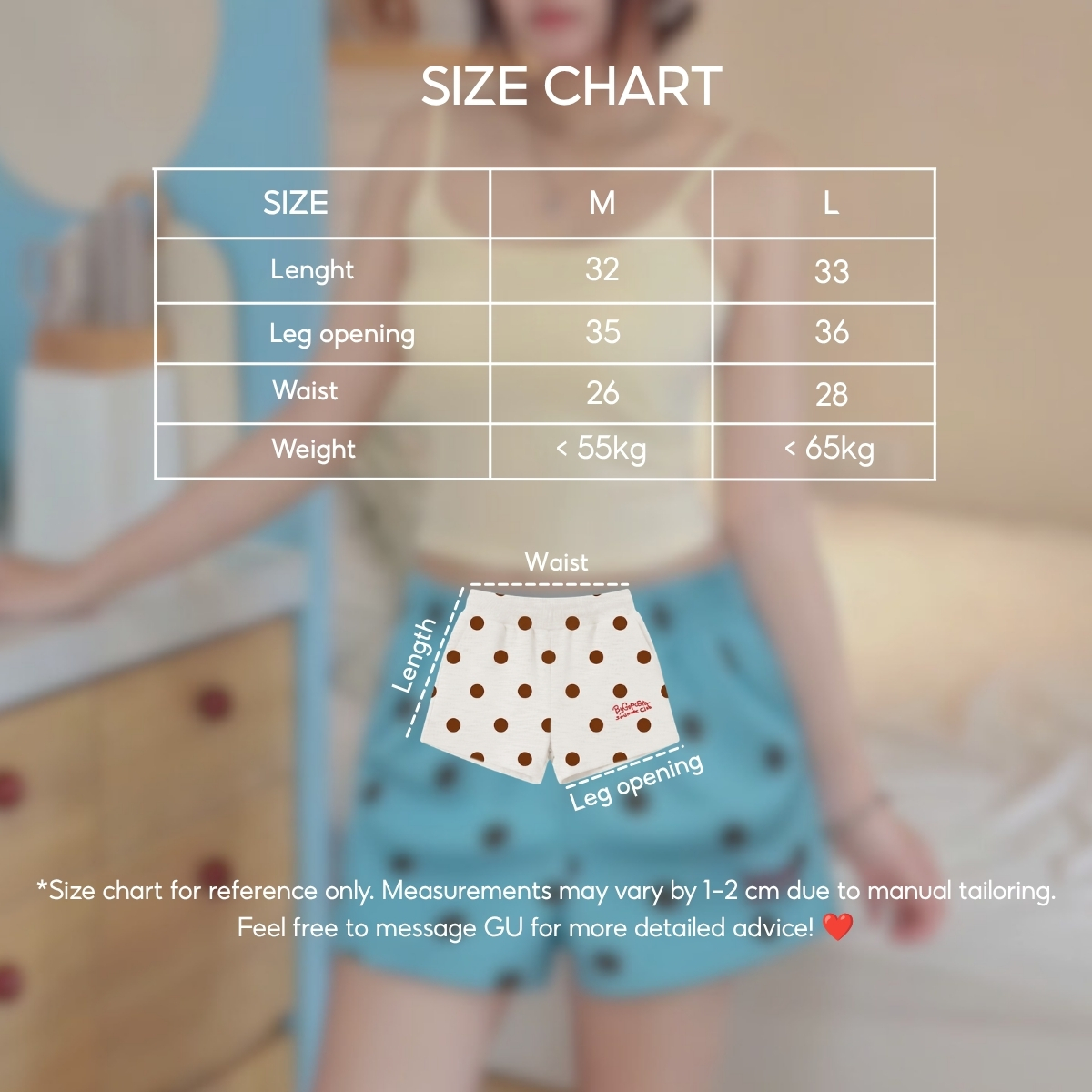 Quần Short Nỉ Nữ GUPO POP SHORT Chấm Bi Thêu Chữ Form Trên Gối Nỉ 2 Da Cạp Chun - QS-HD-02_thumbnail_8