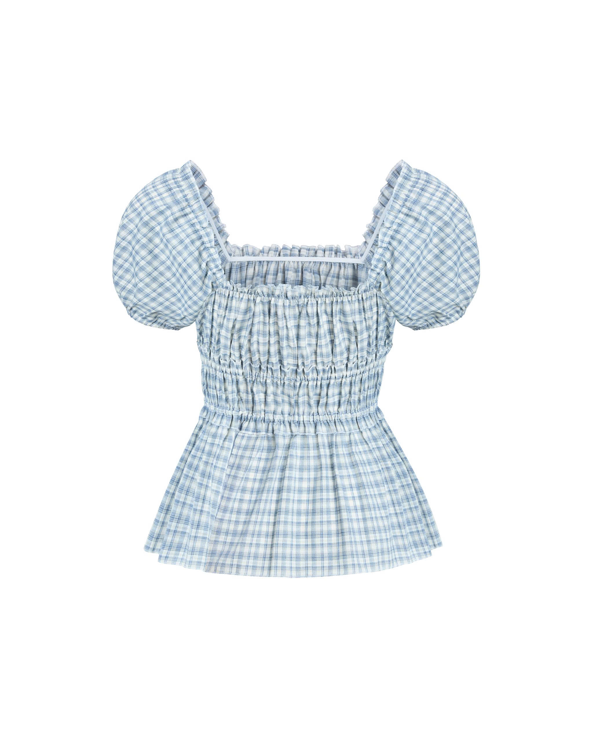 Áo Kiểu Caro Nhún Eo Tay Phồng Bigsize Che Bụng - Caro Xanh - Vừa 55-90kg - AK109_thumbnail_7