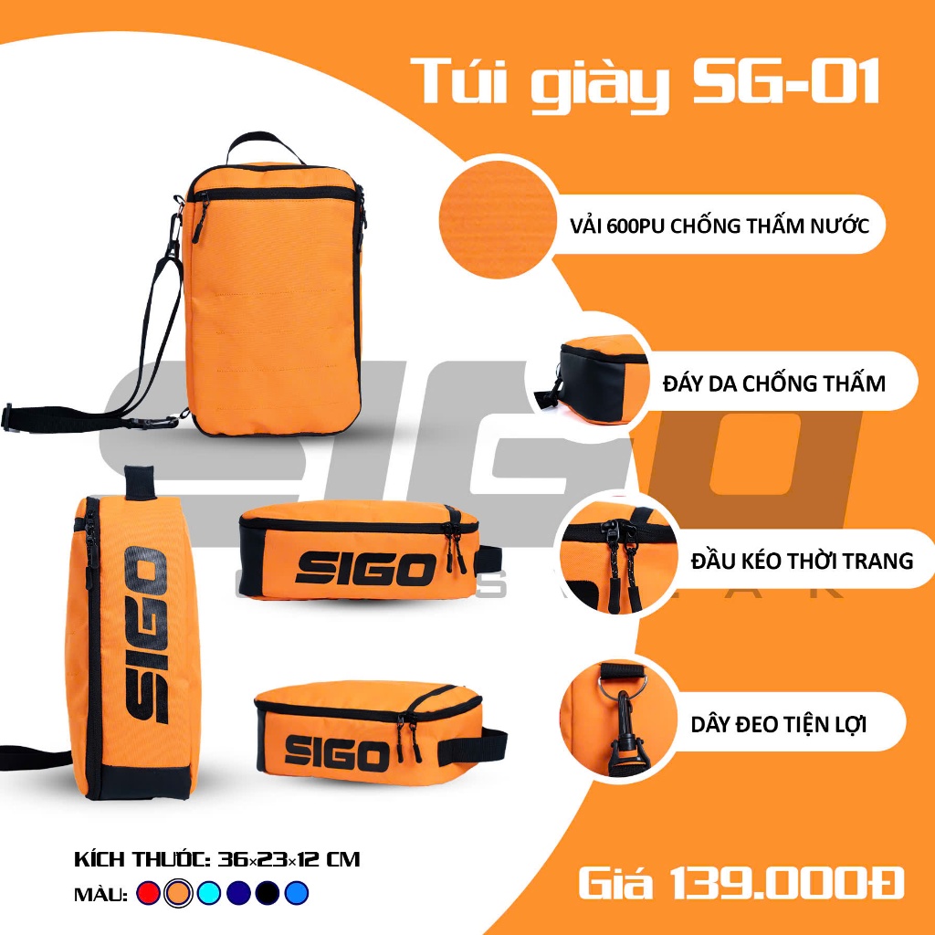 Túi Đựng Giày Hộp Sigo SG01 Kiểu Dáng Năng Động Chống Nước Nhẹ Thể Thao Đương Đại