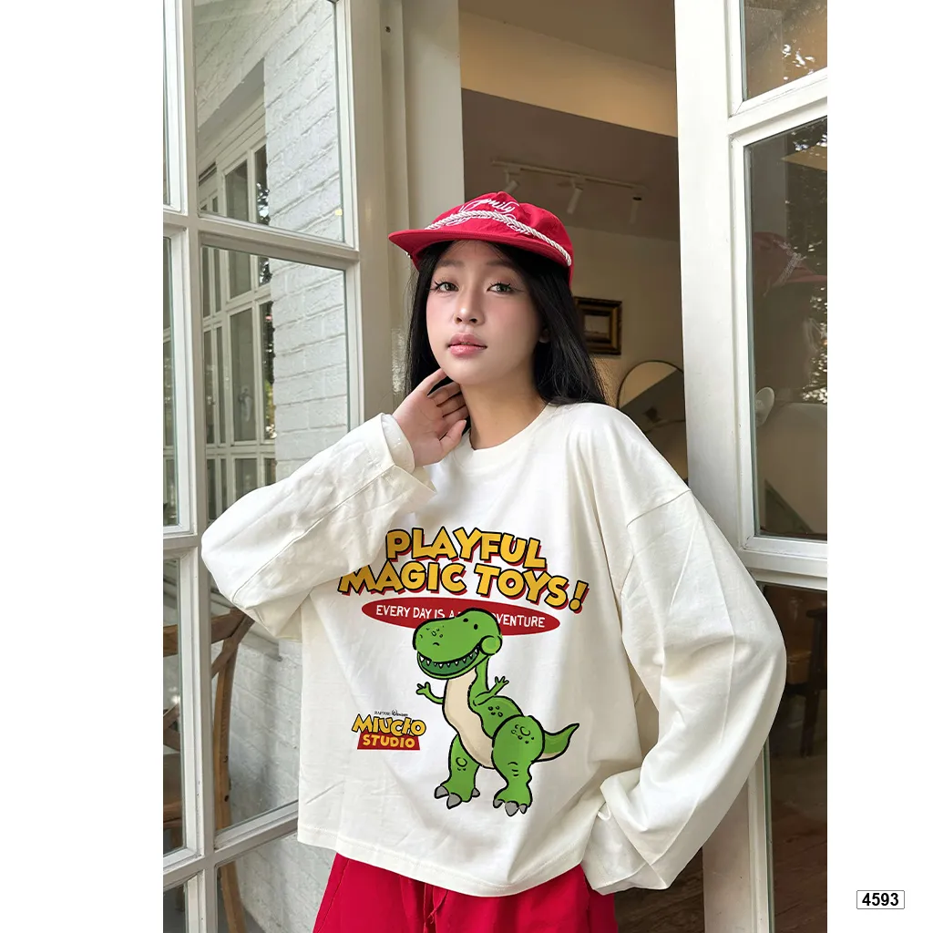 Áo thun tay dài Miucho hoạt hình khủng long 4593_thumbnail_3