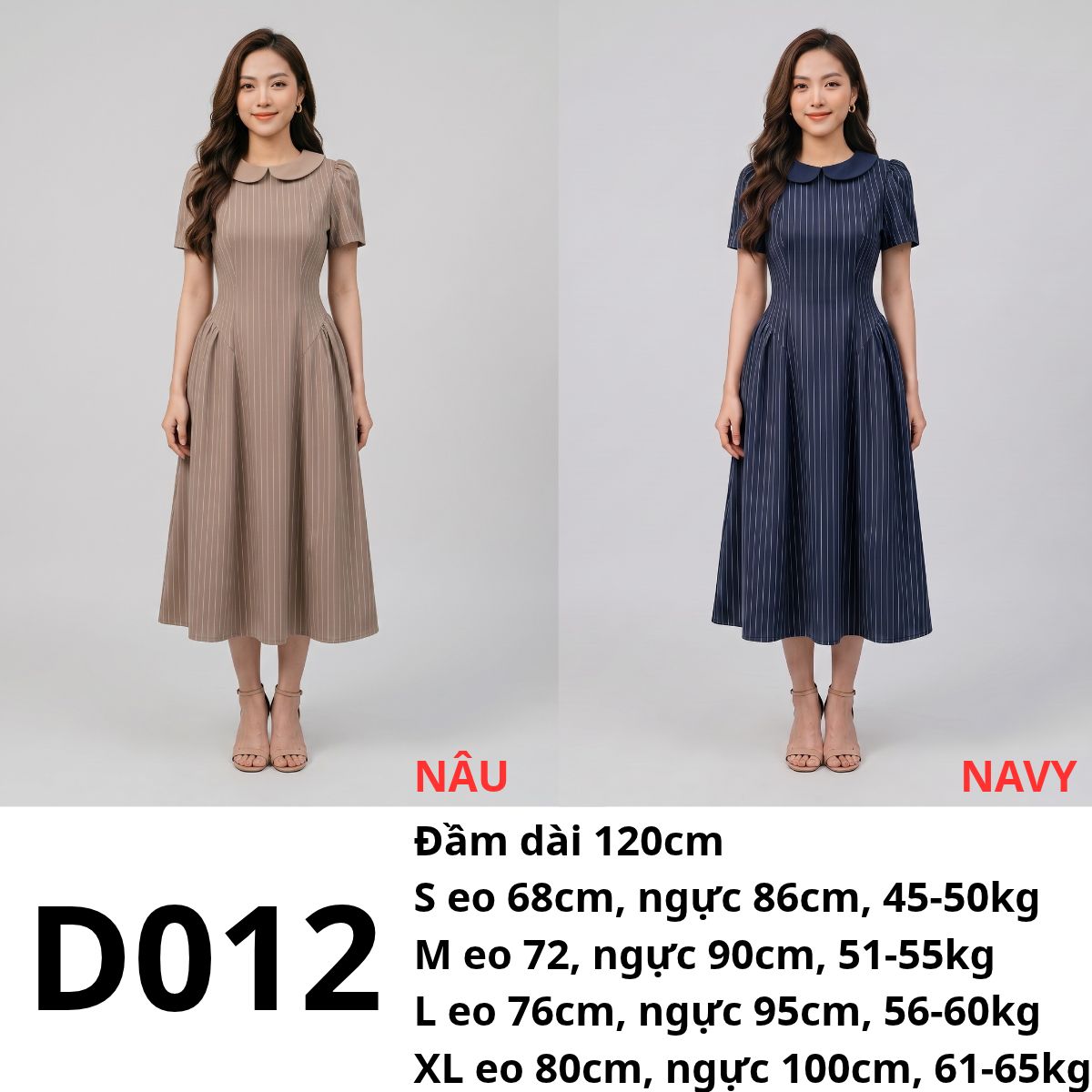 D012- Đầm sọc cổ sen