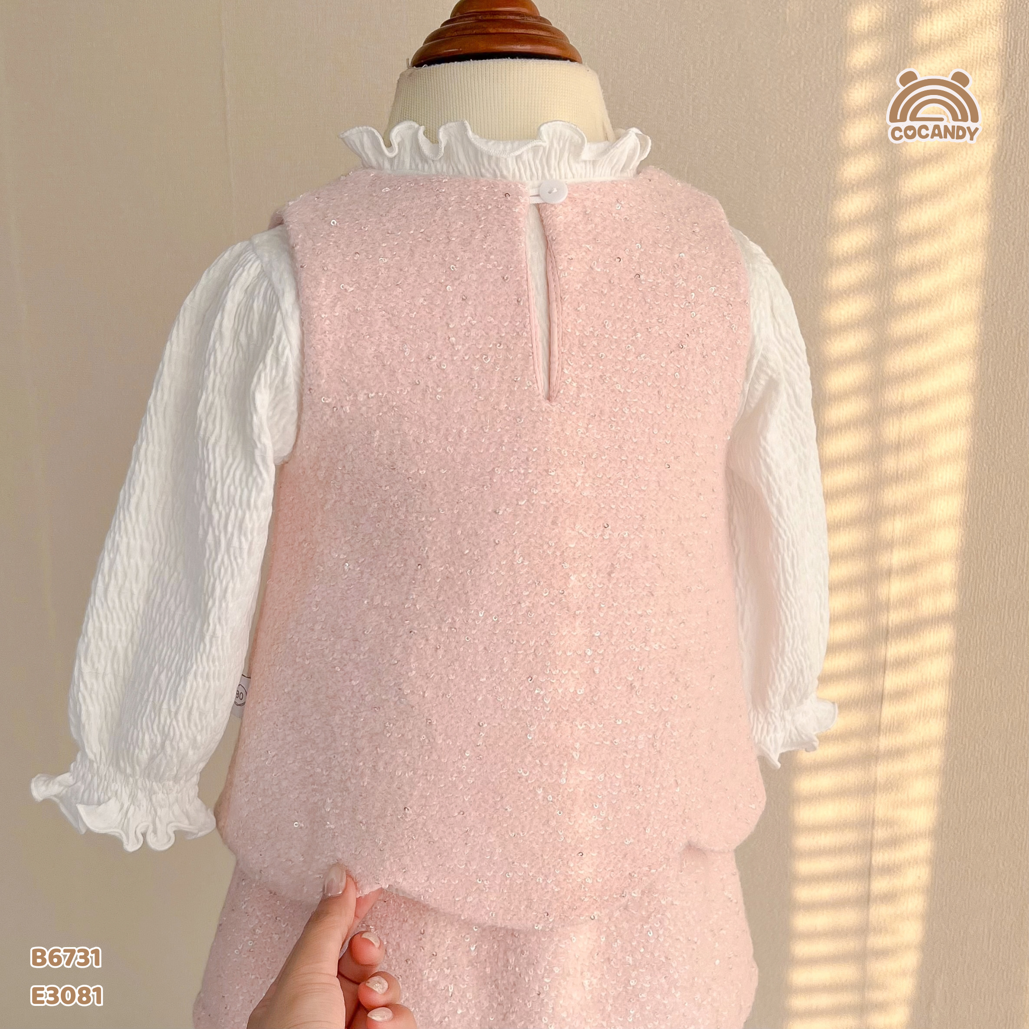 Bộ gile dạ tweed HỒNG phối nơ_thumbnail_6