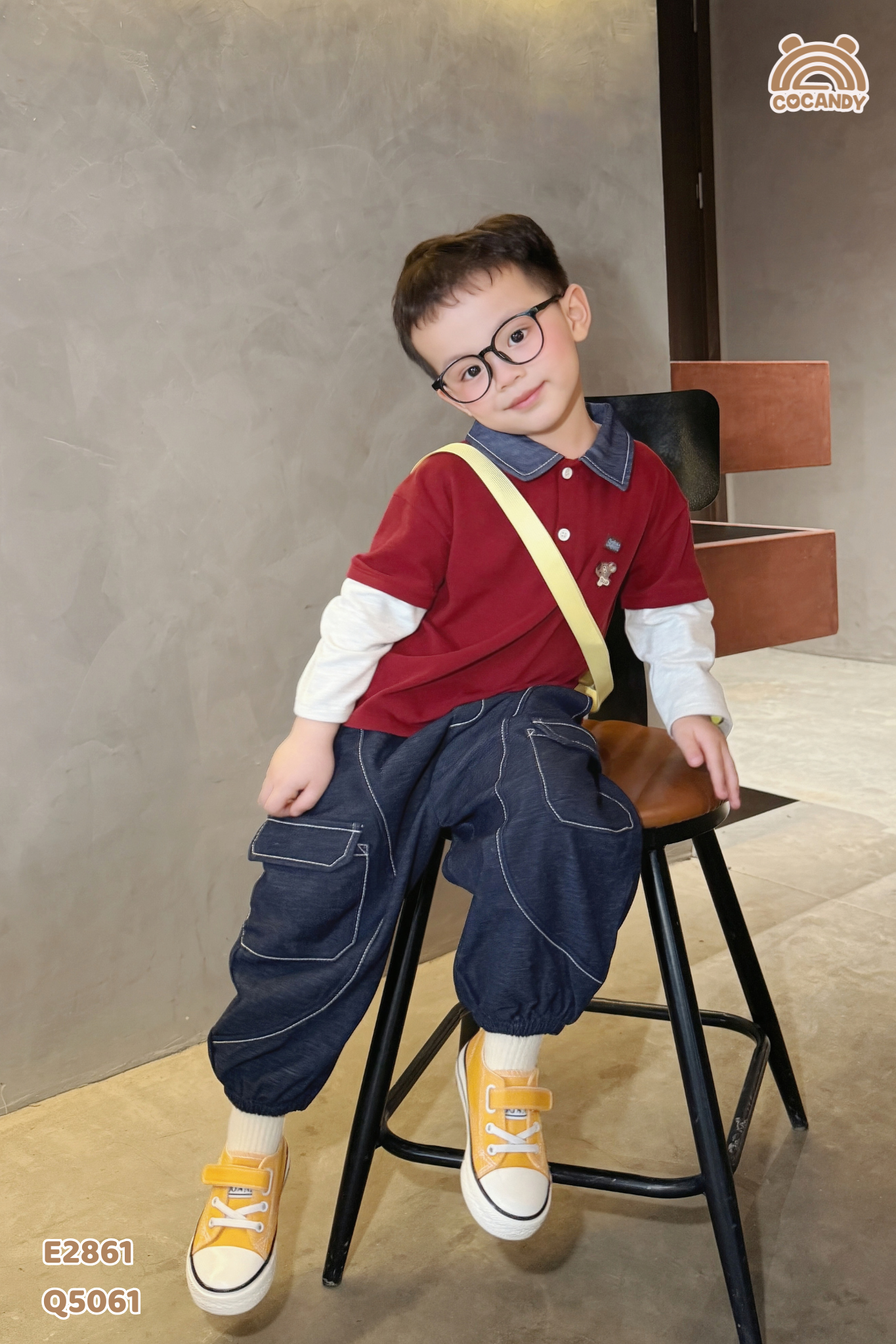 Áo dài polo ĐỎ phối cổ xanh hình cún_thumbnail_8