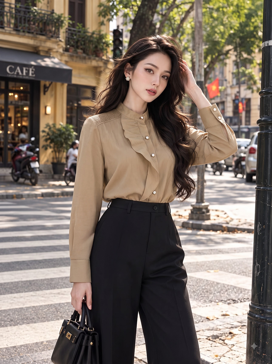 Áo sơ mi dài tay 26126 màu nâu