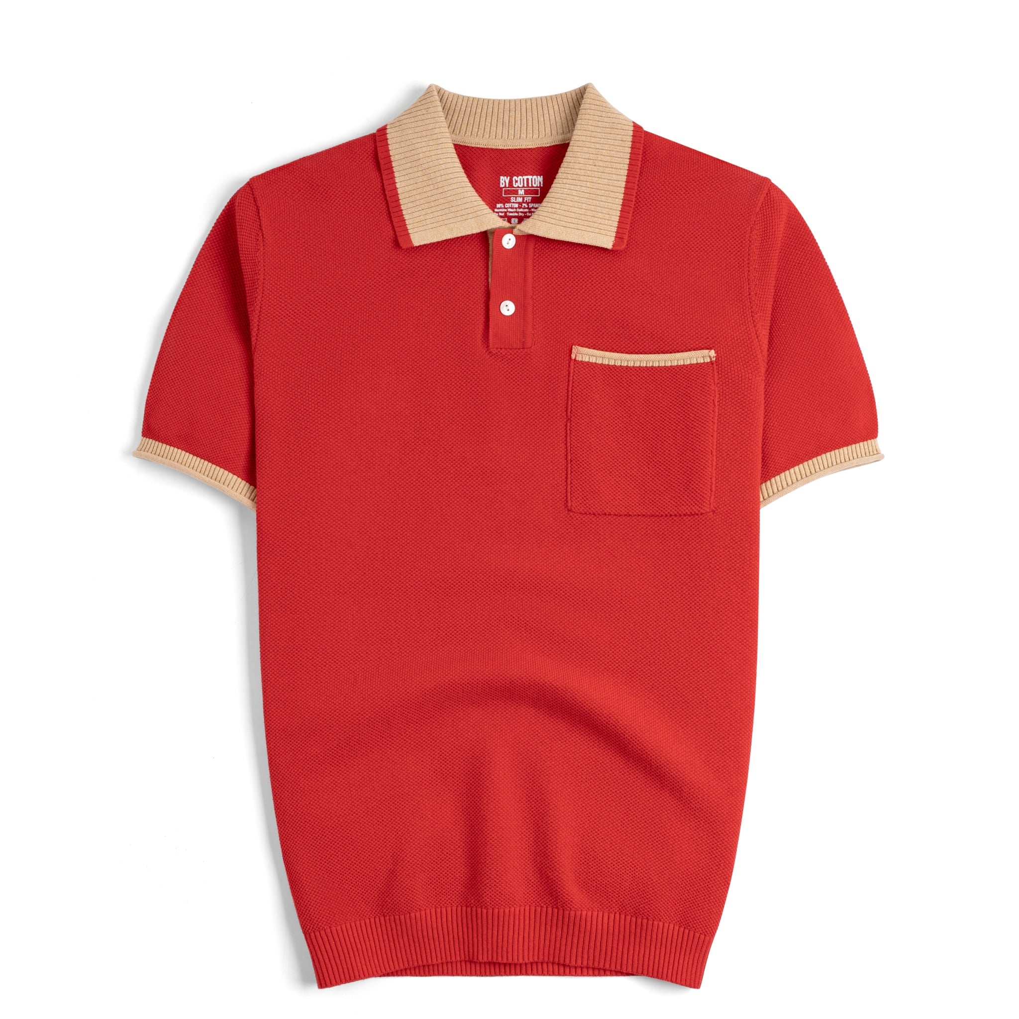 Áo Polo Dệt Kim By Cotton Melange Phối Bo