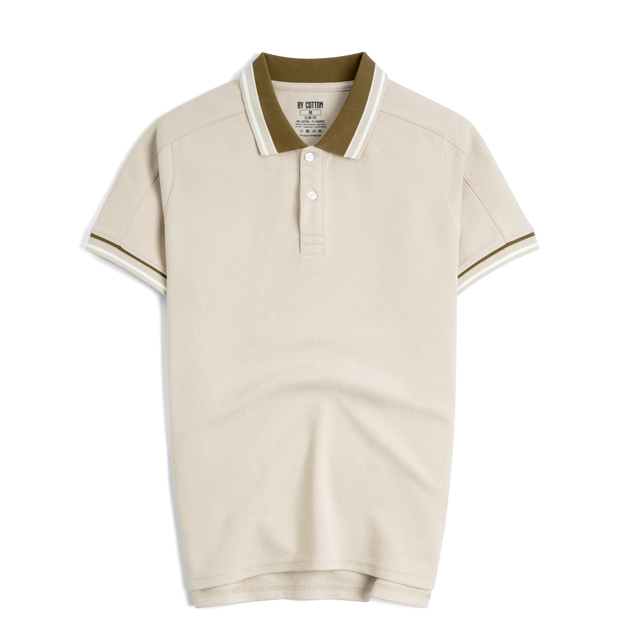Áo Thun Polo By Cotton 2Layer Nâu Nhạt Phối Bo