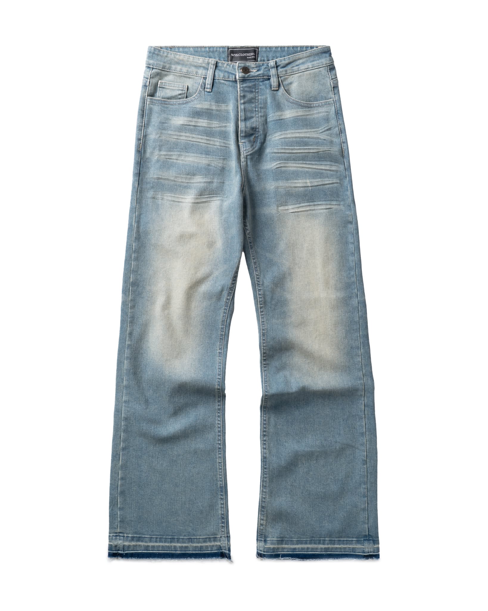 Distressed Straight Leg Jeans