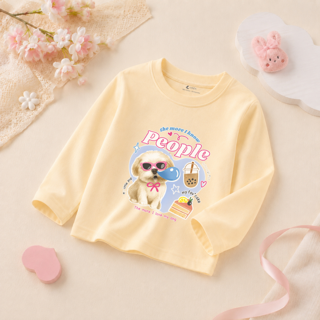 Áo thun dài tay bé gái in hình chú cún dễ thương - Loza Kids  KT011_thumbnail_5