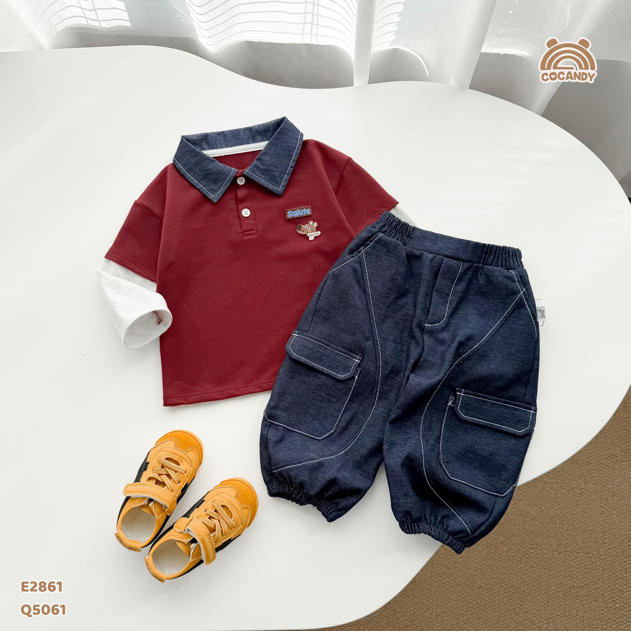 Áo dài polo ĐỎ phối cổ xanh hình cún_thumbnail_7