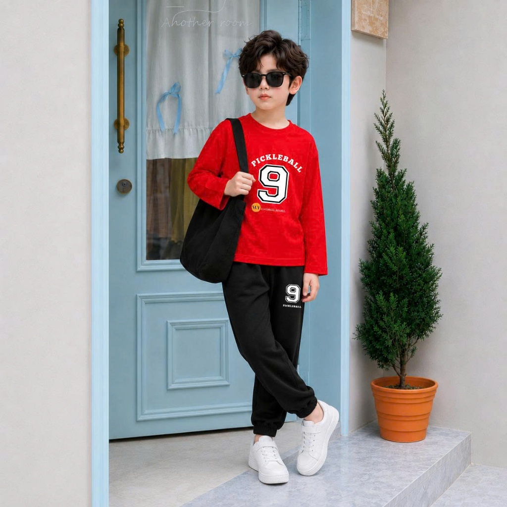 Set bộ Thu - Đông chất liệu cotton bé trai hình số 9 Pickleball - Loza Kids BW720_thumbnail_1