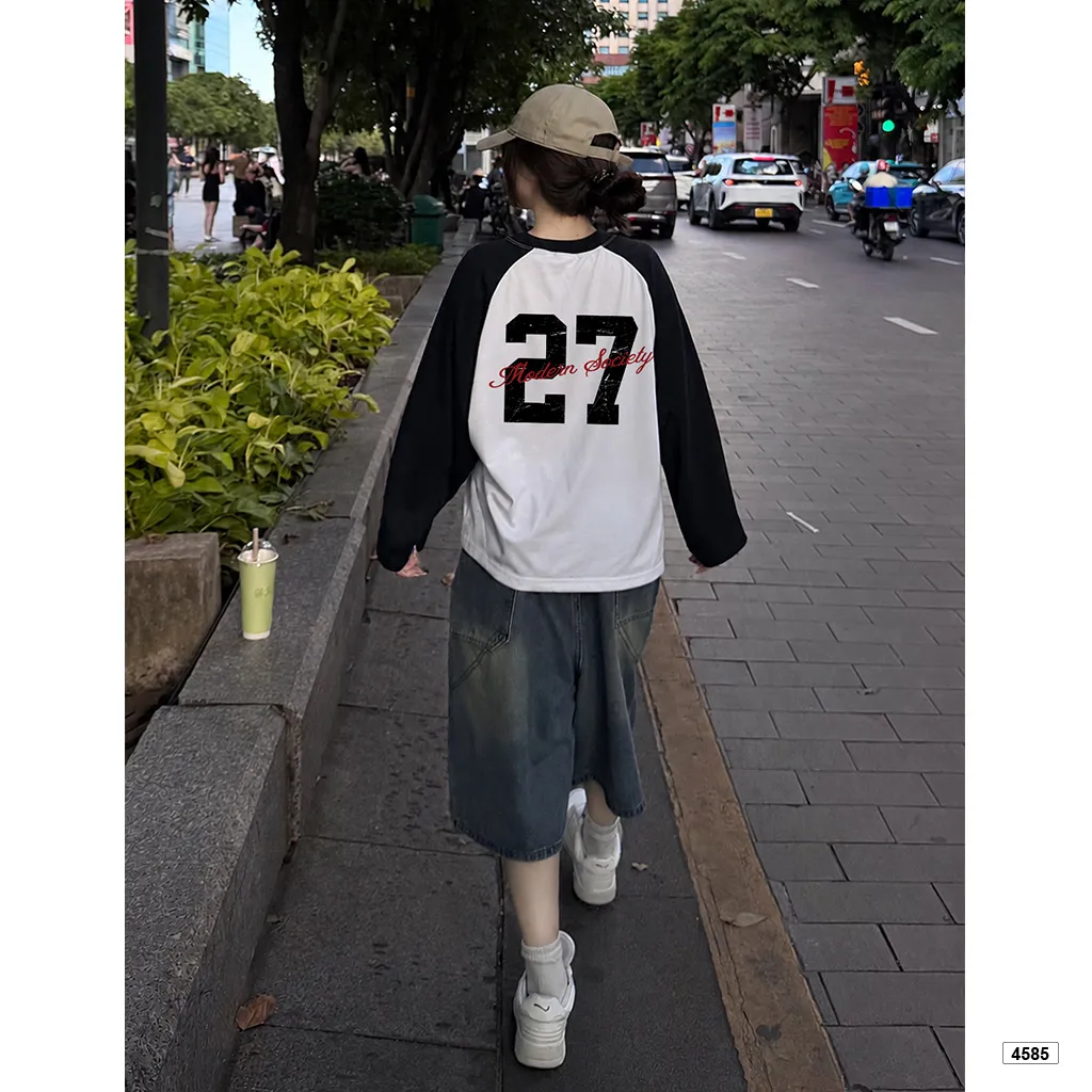 Áo thun nữ tay dài boxy Miucho phong cách thể thao 4585_thumbnail_4