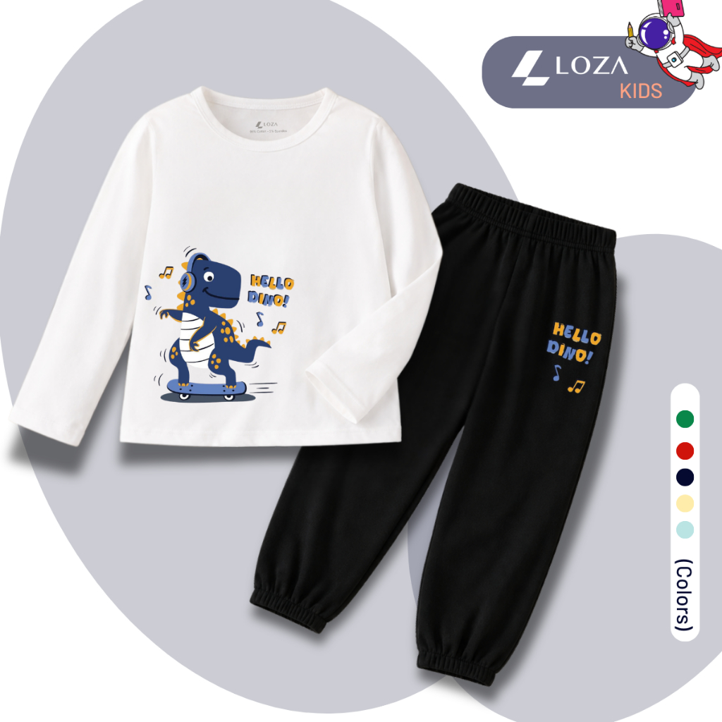 Set bộ Thu - Đông chất liệu cotton bé trai hình Khủng long Hello Dino- Loza Kids BW717_thumbnail_0
