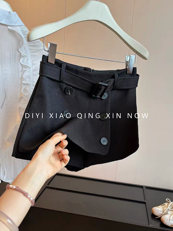 Lucas - Chân váy dạ 2 hàng cúc dáng ngắn, có quần bảo hộ + đai rút cùng chất liệu_thumbnail_1