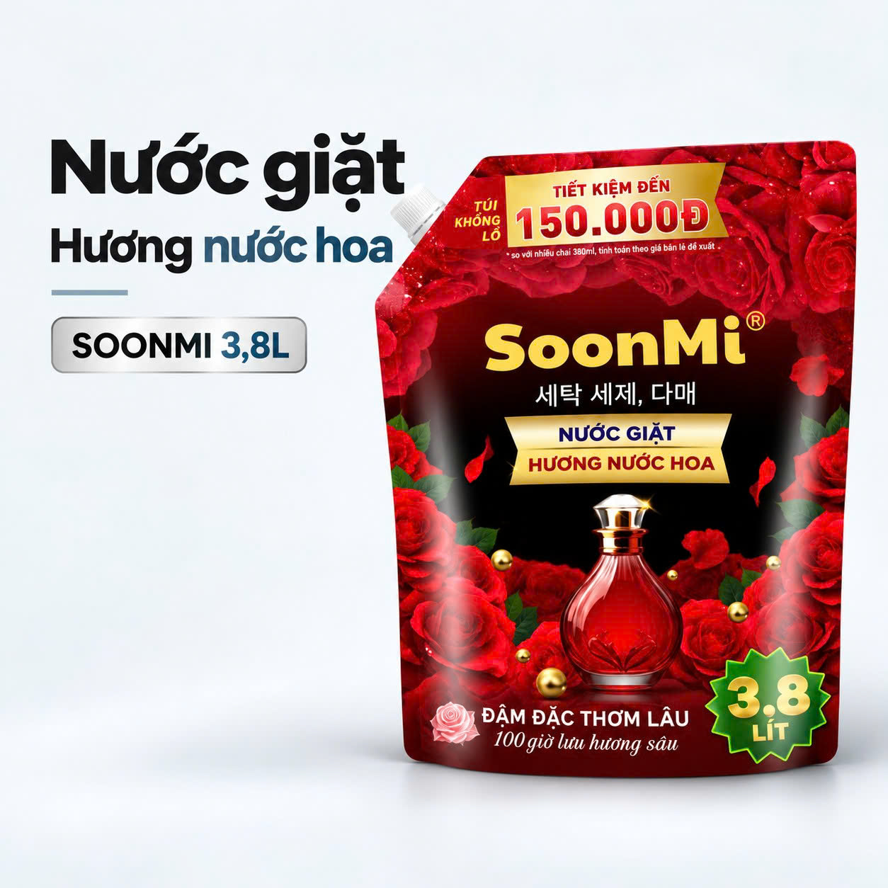 Nước Giặt Hương Nước Hoa Soonmi 3.8L – Đậm Đặc, Thơm Lâu