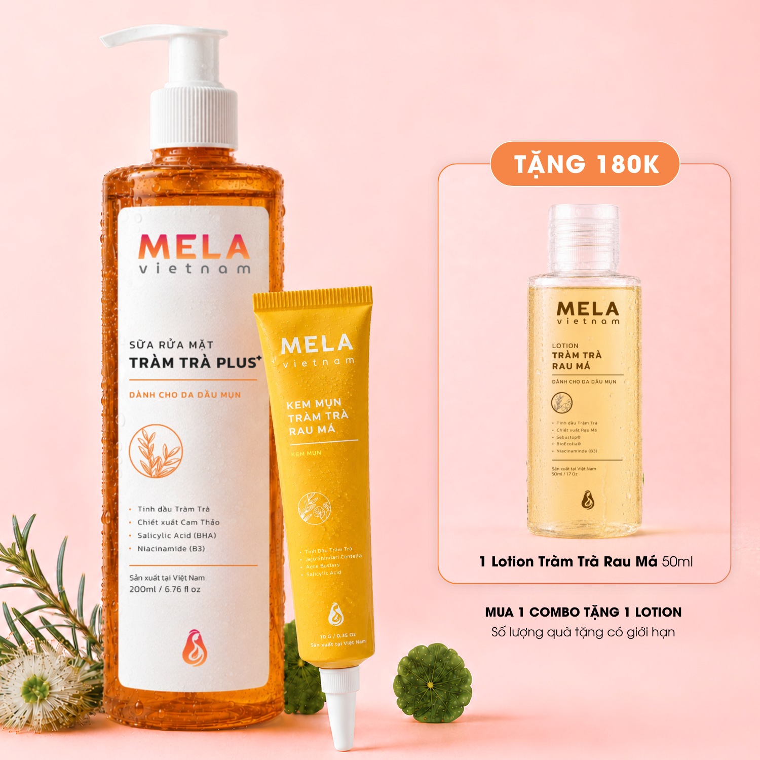 Combo Sữa rửa mặt & Kem mụn tặng Lotion 50ml