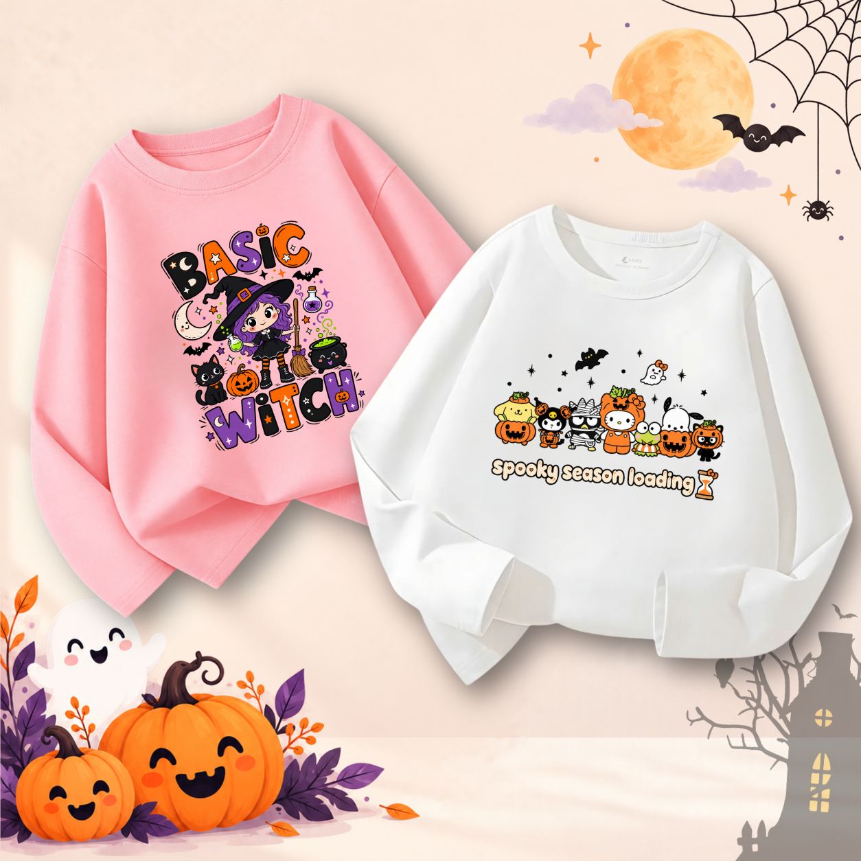 Áo thun dài tay bé gái nhiều hình in Halloween - Loza Kids KT017_thumbnail_2