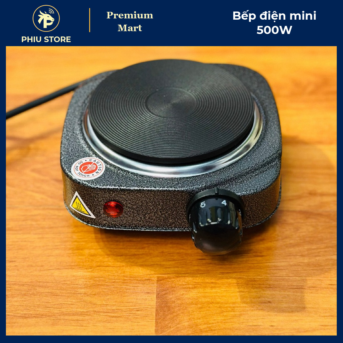 Bếp Điện Mini 500W Đun Nước Pha Trà, Cà Phê, Bình Moka, Nồi Nhỏ Dưới 10 Cm, Núm Xoay Chỉnh Nhiệt - PHIU STORE_thumbnail_6