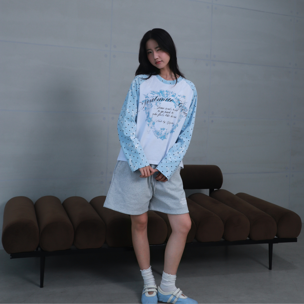 Áo Thun Tay Dài Raglan GUPO Sky Dot Chấm Bi Cotton Form Boxy Local Brand - ATD06_thumbnail_3