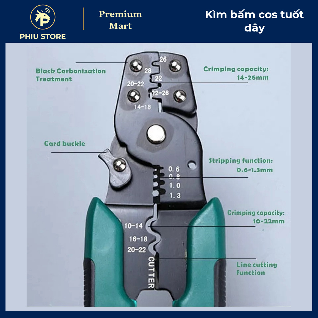 Kìm Bấm Đầu Cos, Tuốt Dây, Cắt Dây Điện Đa Năng 190 mm Kèm Hộp 320 Chi Tiết Đầu Cos - PHIU STORE_thumbnail_6