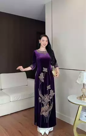 Áo dài họa tiết hoa M786_thumbnail_1