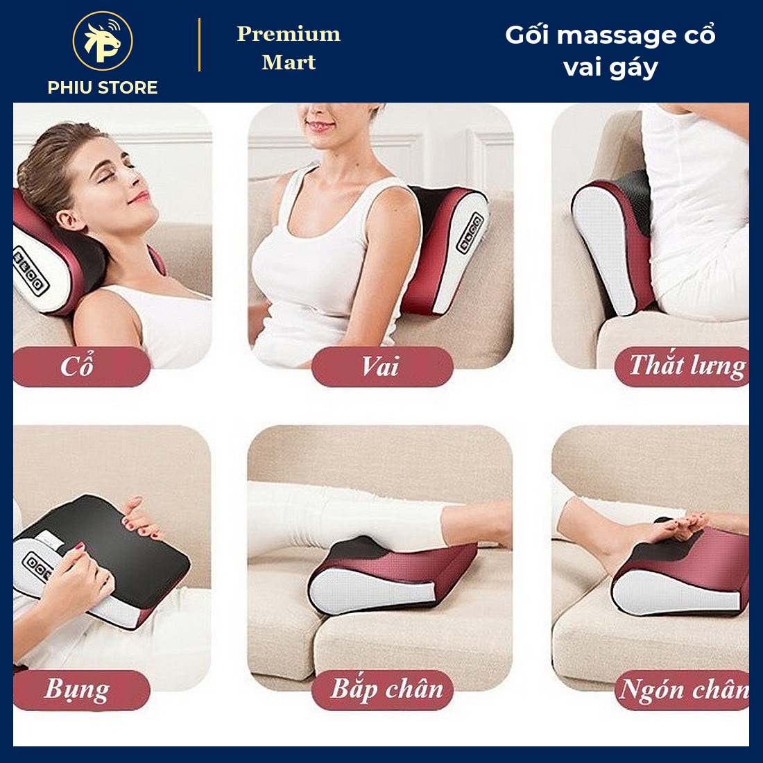 Gối Massage Cổ Vai Gáy 16 Bi Hồng Ngoại Làm Ấm, Đảo Chiều, 3 Mức Tốc Độ, Dùng Được Trên Ô Tô 12V - PHIU STORE_thumbnail_3