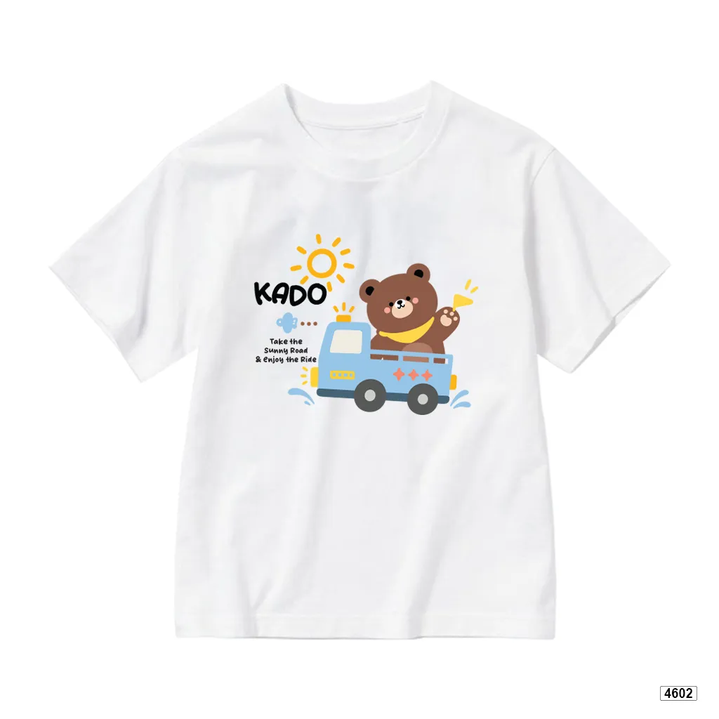 Áo thun trẻ em Kado cổ tròn in hình gấu lái xe hoạt hình dễ thương năng động cho bé trai bé gái 4602_thumbnail_7