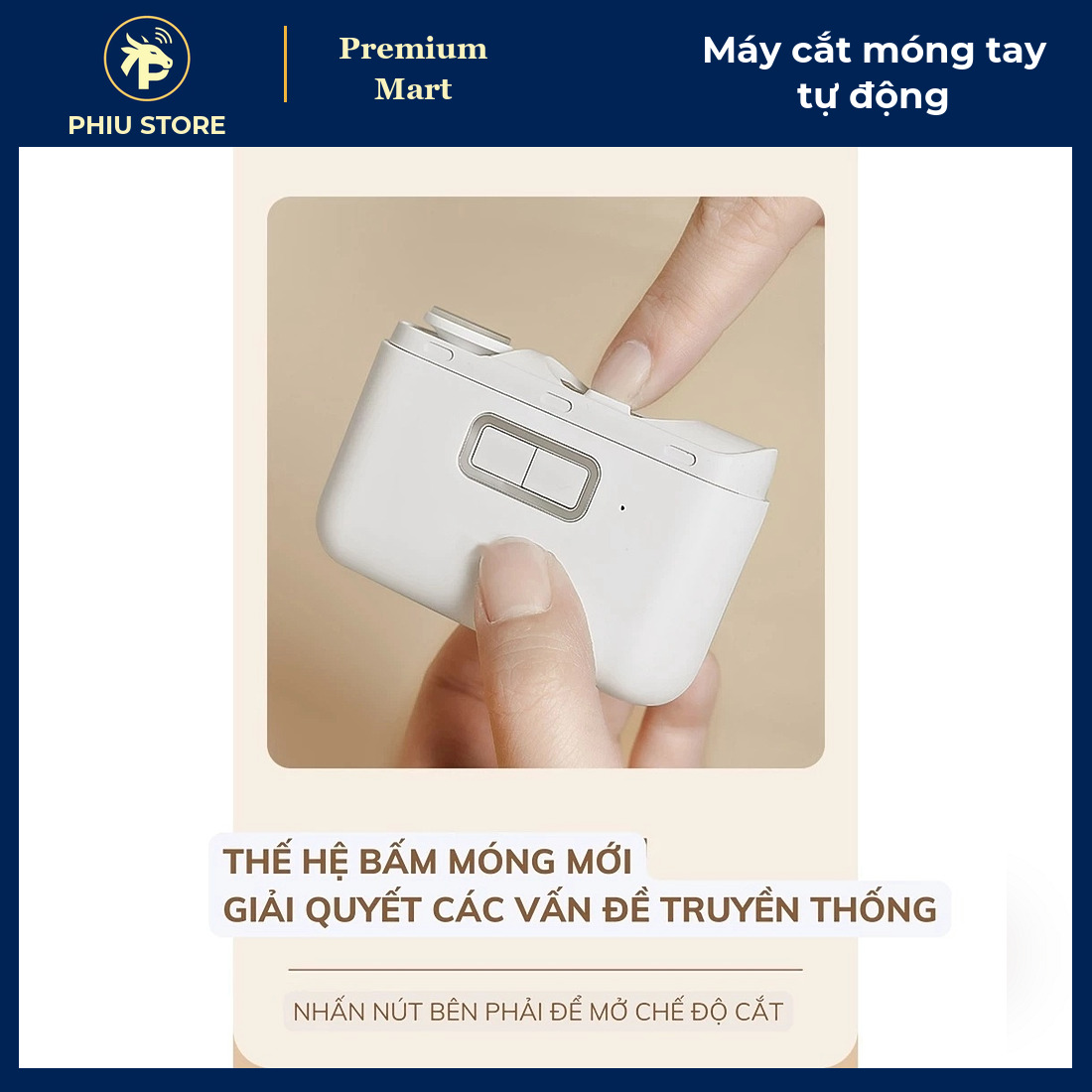 Máy Cắt Mài Móng Tay Điện Tự Động Có Đèn LED, Sạc Type-C, Cắt Và Dũa Móng Cho Cả Nhà - PHIU STORE