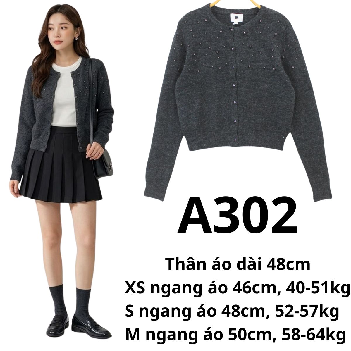 A302 - Áo len cadigan