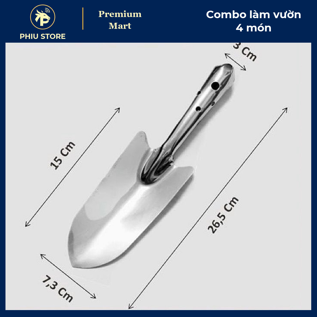 Combo Làm Vườn Ban Công 4 Món: Xẻng Không Gỉ, Bộ 3 Dụng Cụ Mini, Găng Tay Làm Vườn, Đầu Vòi Phun Sương - PHIU STORE_thumbnail_2