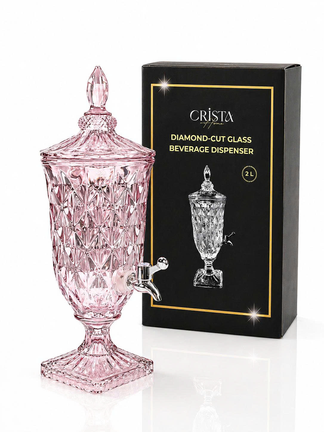 Bình thủy tinh vân kim cương có vòi 2L CRISTA HOME