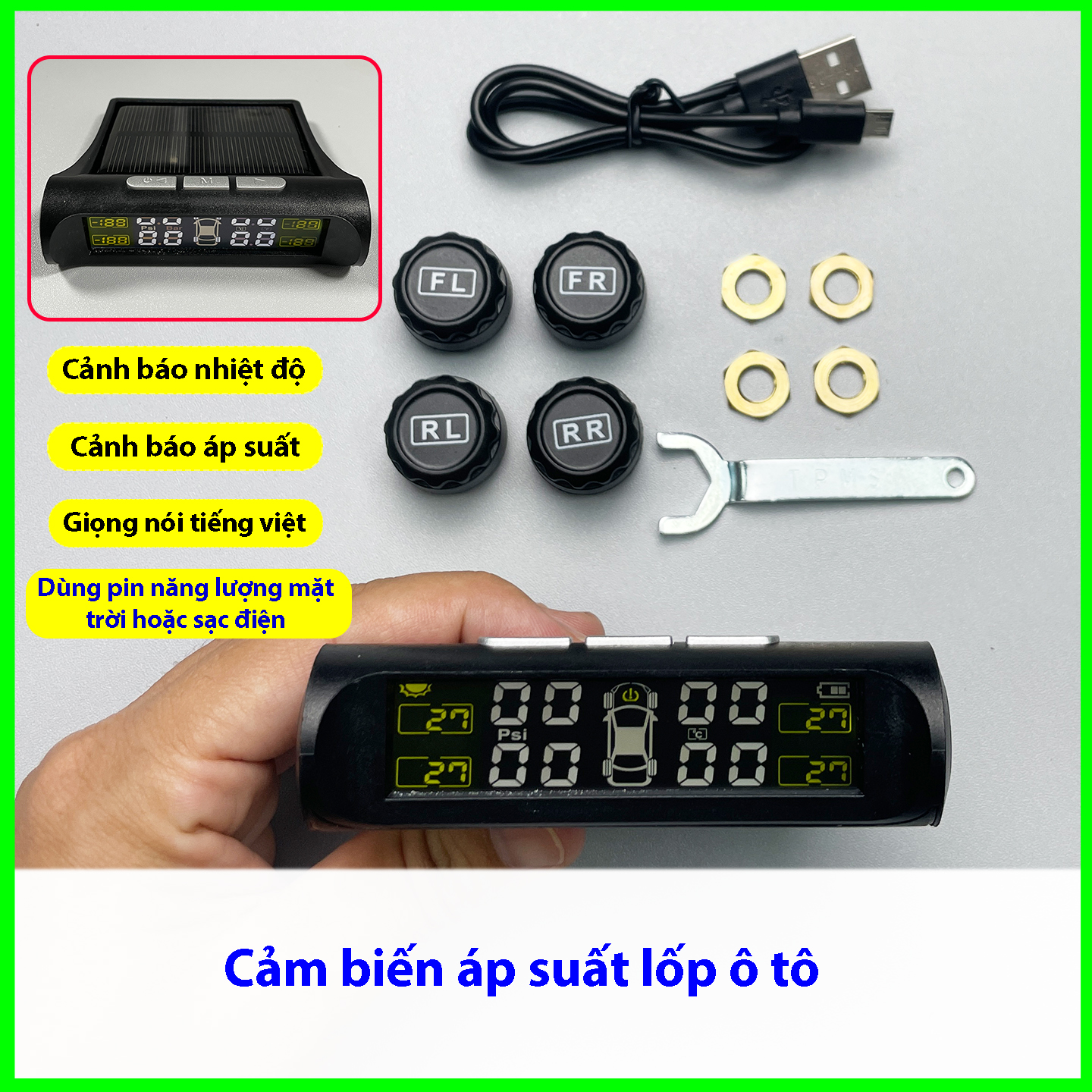 Cảm Biến Áp Suất Lốp Ô Tô TPMS - 4 Cảm Biến Không Dây