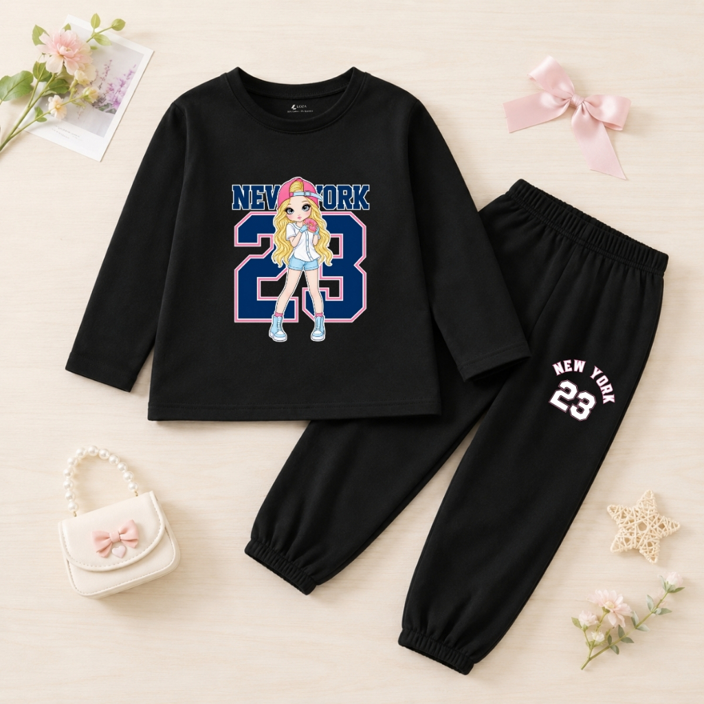 Set bộ Thu - Đông chất liệu cotton bé gái in hình cô gái tóc vàng  - Loza Kids BW748_thumbnail_5