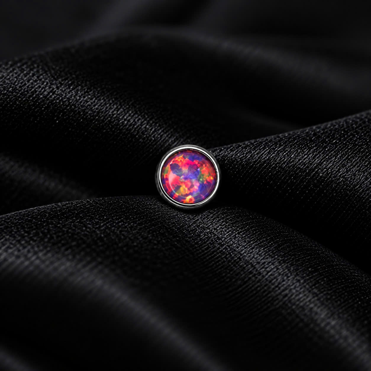 Charm cấy thép y tế opal tím size 4 thân 1.2.
