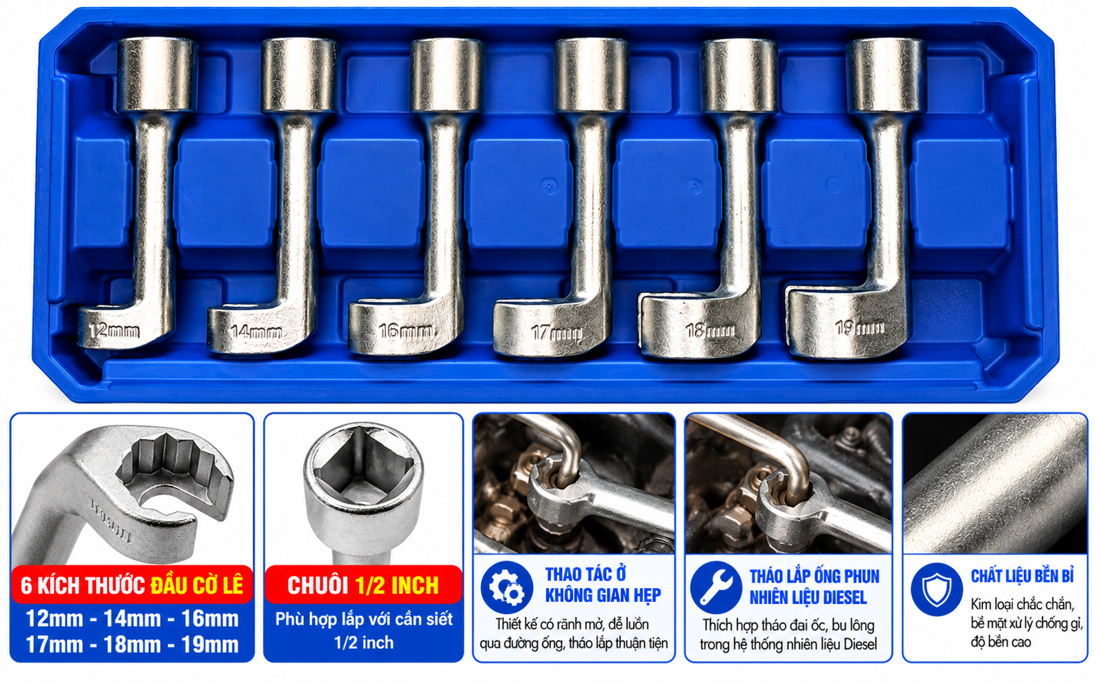 Bộ cờ lê lục giác mở ống dầu Diesel, dụng cụ sửa chữ ô tô , động cơ chuyên nghiệp, chất lượng cao, bền bỉ._thumbnail_2