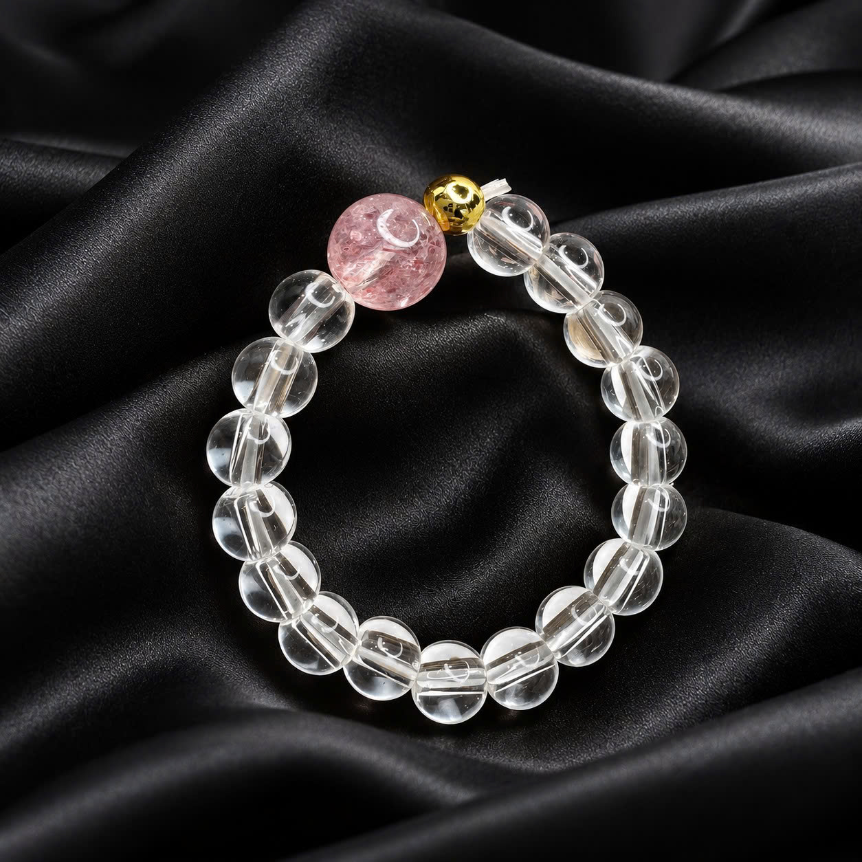 Nhẫn kiểu phong thuỷ đá clear quart + tourmaline.