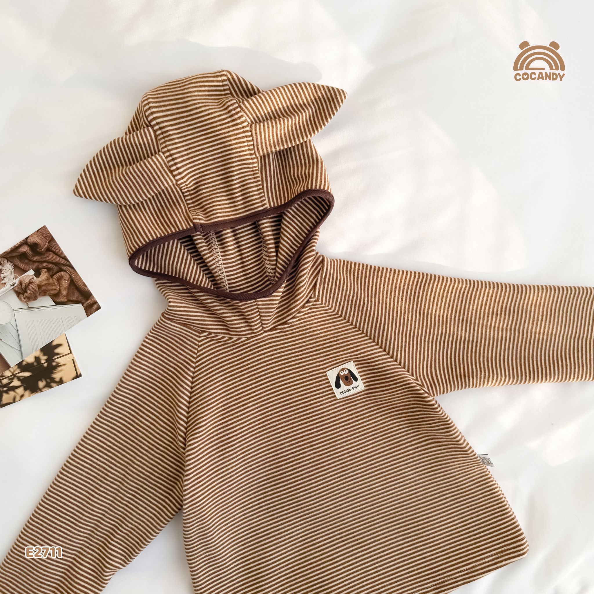 Áo hoodie kẻ NÂU mũ tai cún_thumbnail_7