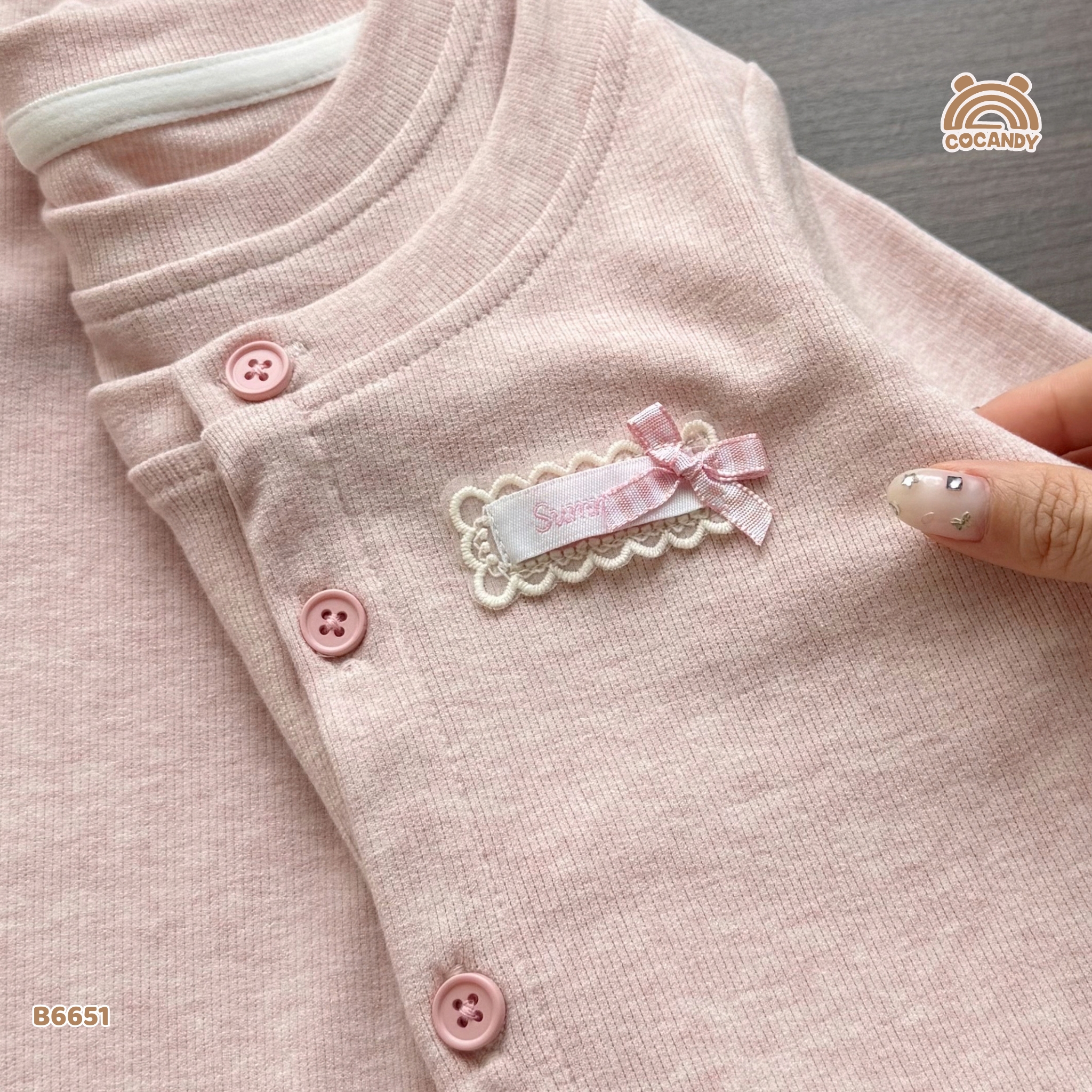 Bộ dài HỒNG cadigan nhún bèo gấu 3 items_thumbnail_2