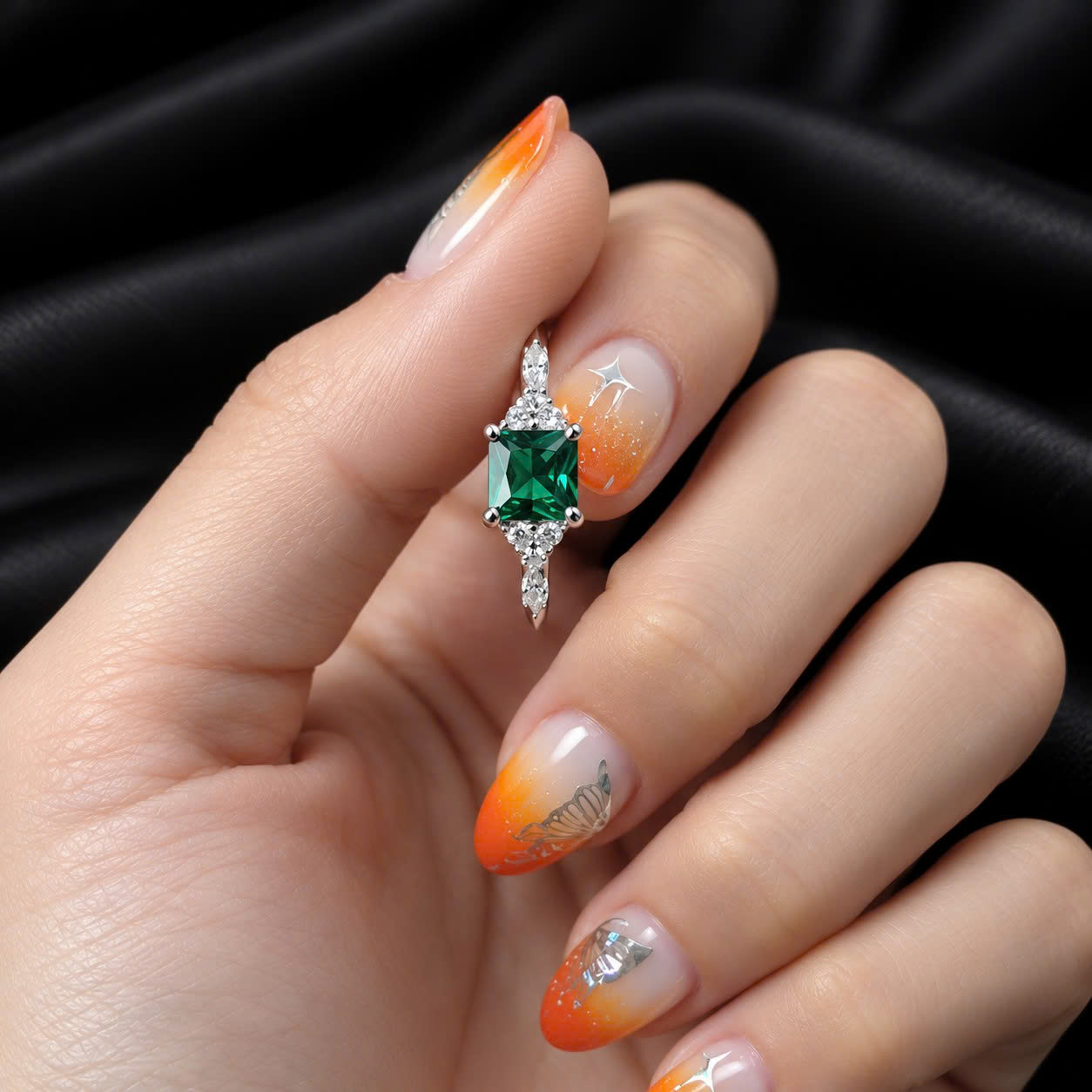 Nhẫn bạc kim cương xanh size 7_thumbnail_1