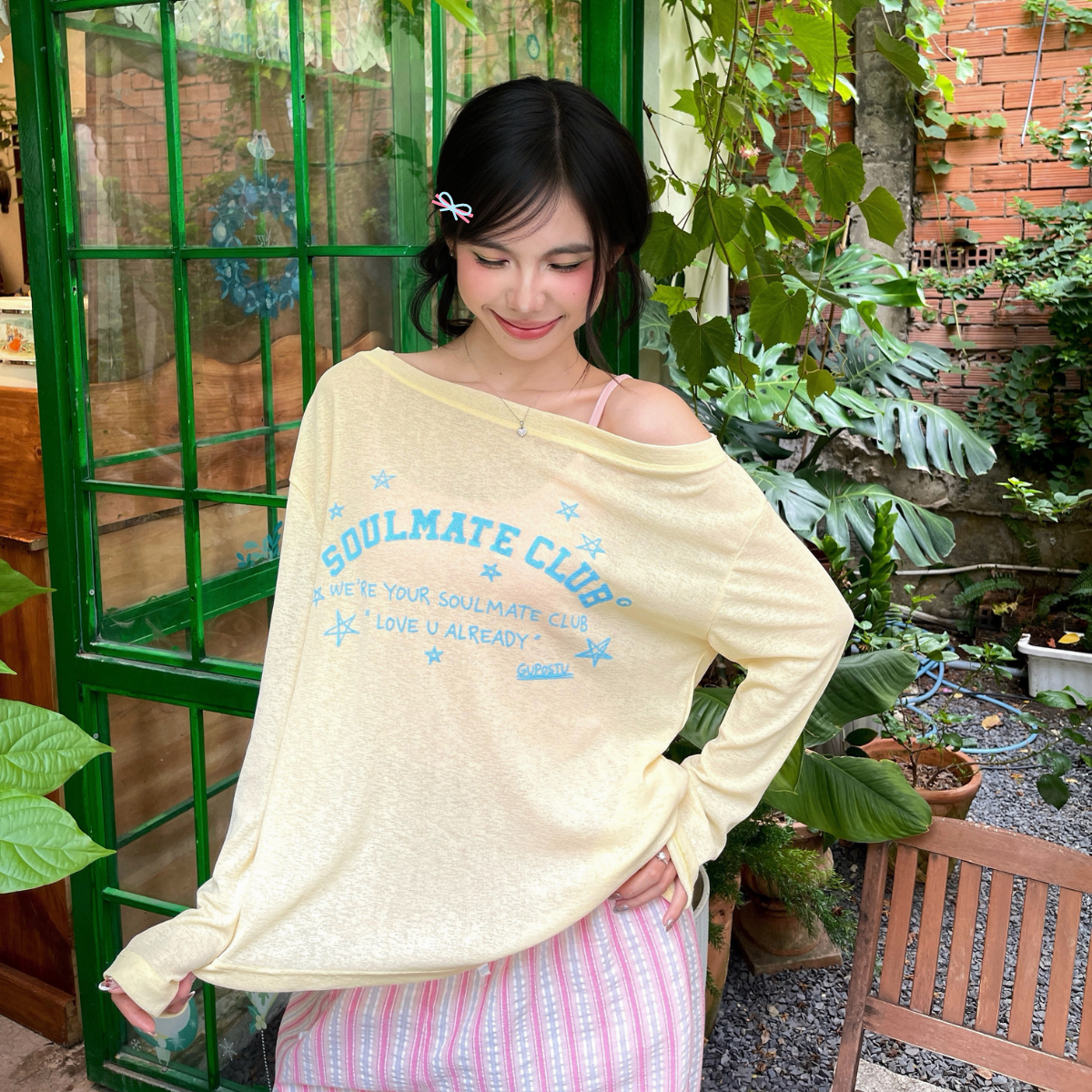 Áo Thun Lệch Vai Tay Dài 𝙂𝙐𝙋𝙊 𝙇𝙤𝙫𝙚 𝘼𝙡𝙧𝙚𝙖𝙙𝙮 Form Rộng Cổ Thuyền Thun Giấy Mỏng Nhẹ - ATG02_thumbnail_4