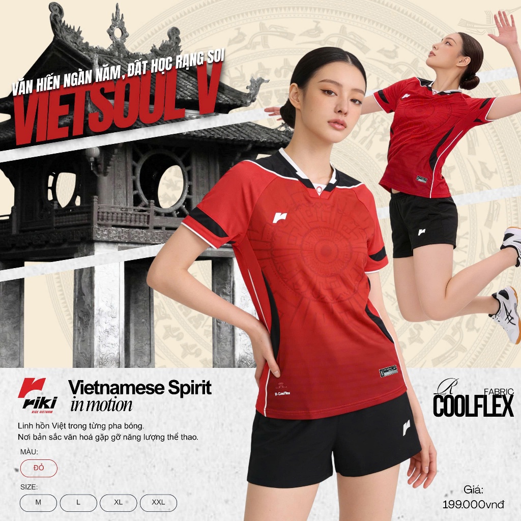 BST Quần Áo Bóng Chuyền Có Túi Riki Vietsoul V Thun Mè R-Coolflex Thể Thao Đương Đại_thumbnail_6