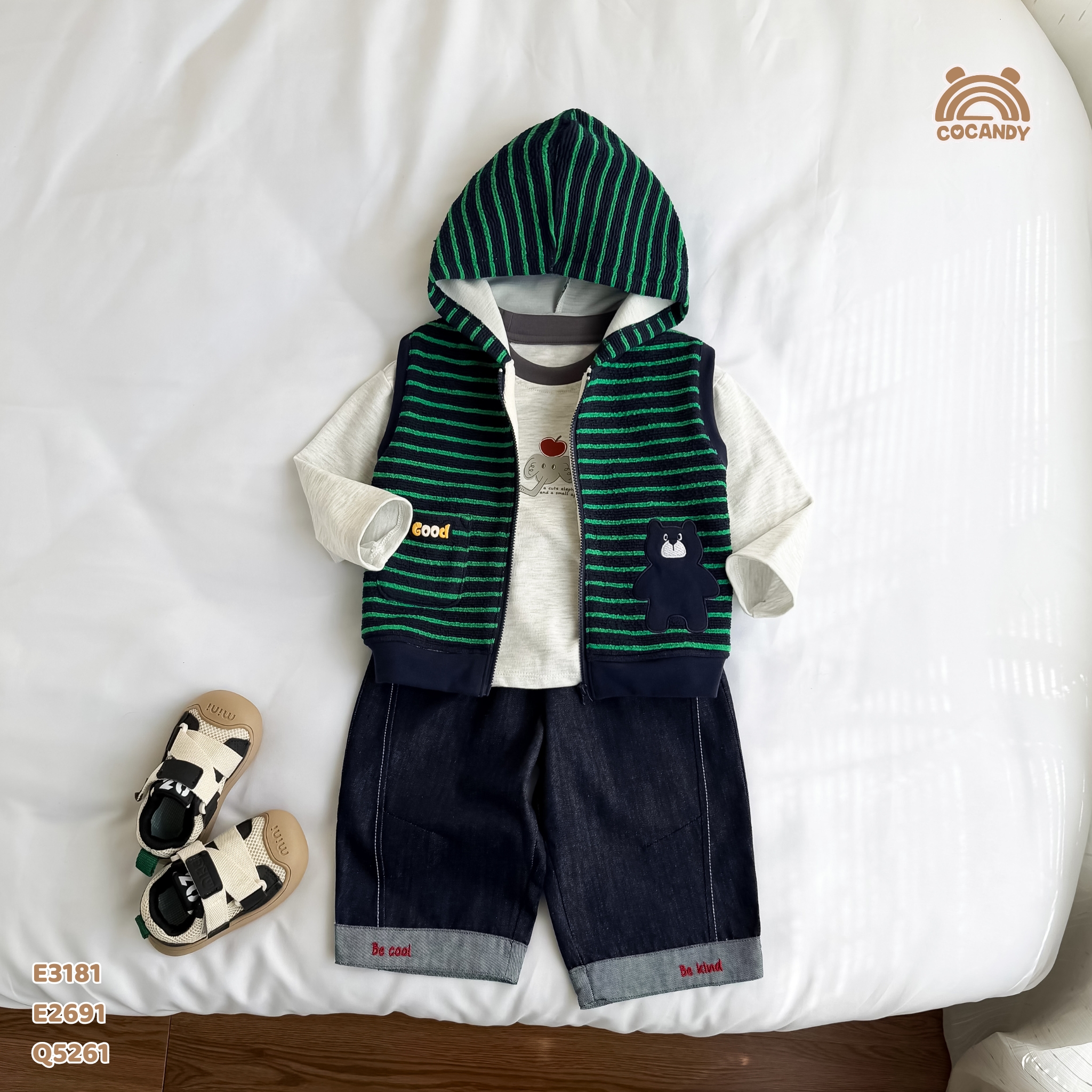 Áo gile kẻ XANH hoodie hình gấu_thumbnail_9