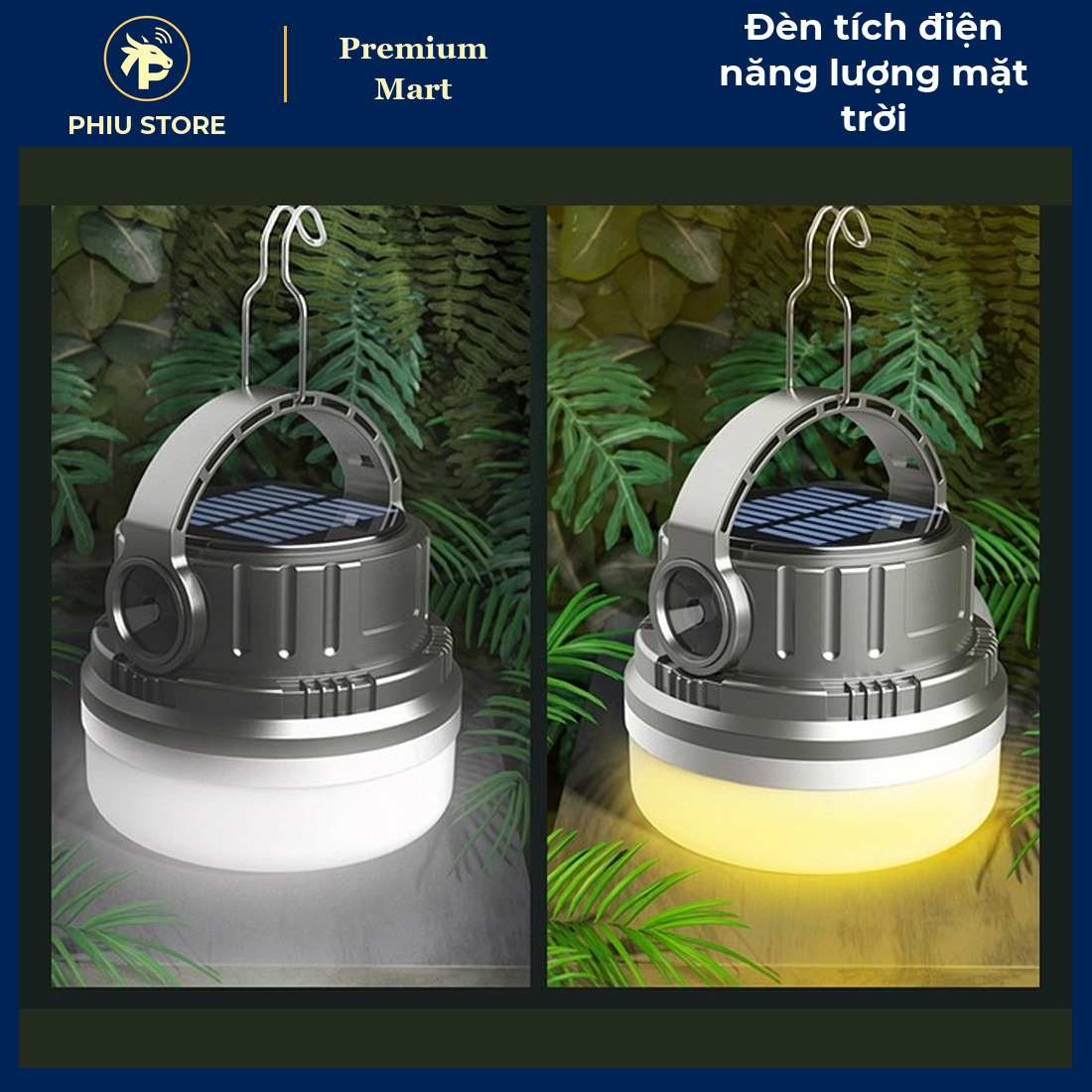 Đèn Tích Điện Năng Lượng Mặt Trời Sạc Type-C, Có Móc Treo, Chống Thấm Nước - Đèn Cắm Trại, Đèn Dự Phòng Mất Điện - PHIU STORE_thumbnail_1