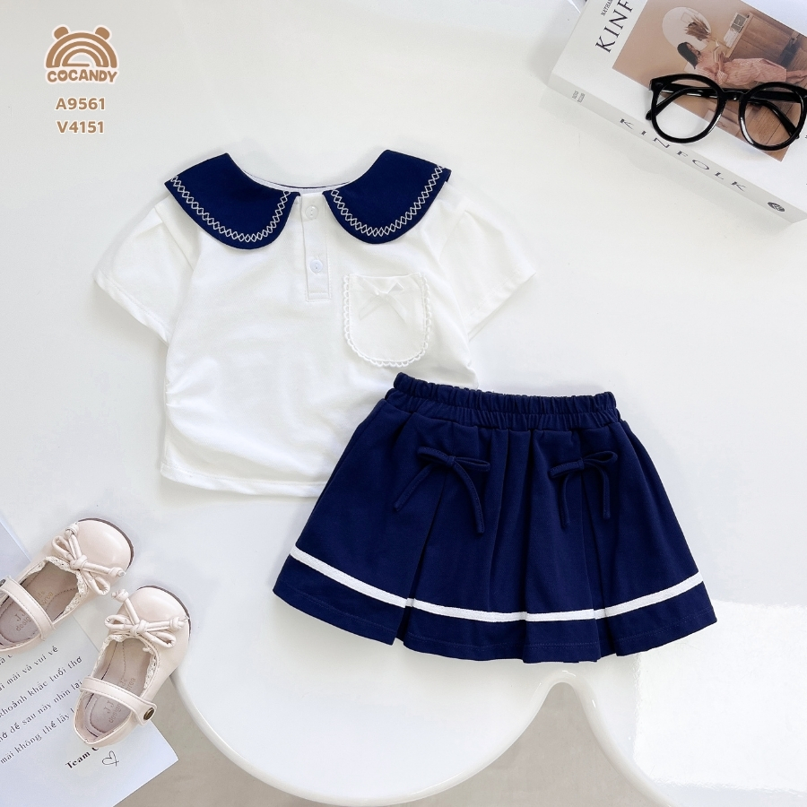 Váy XANH THAN phối viền TRẮNG 2 nơ_thumbnail_4
