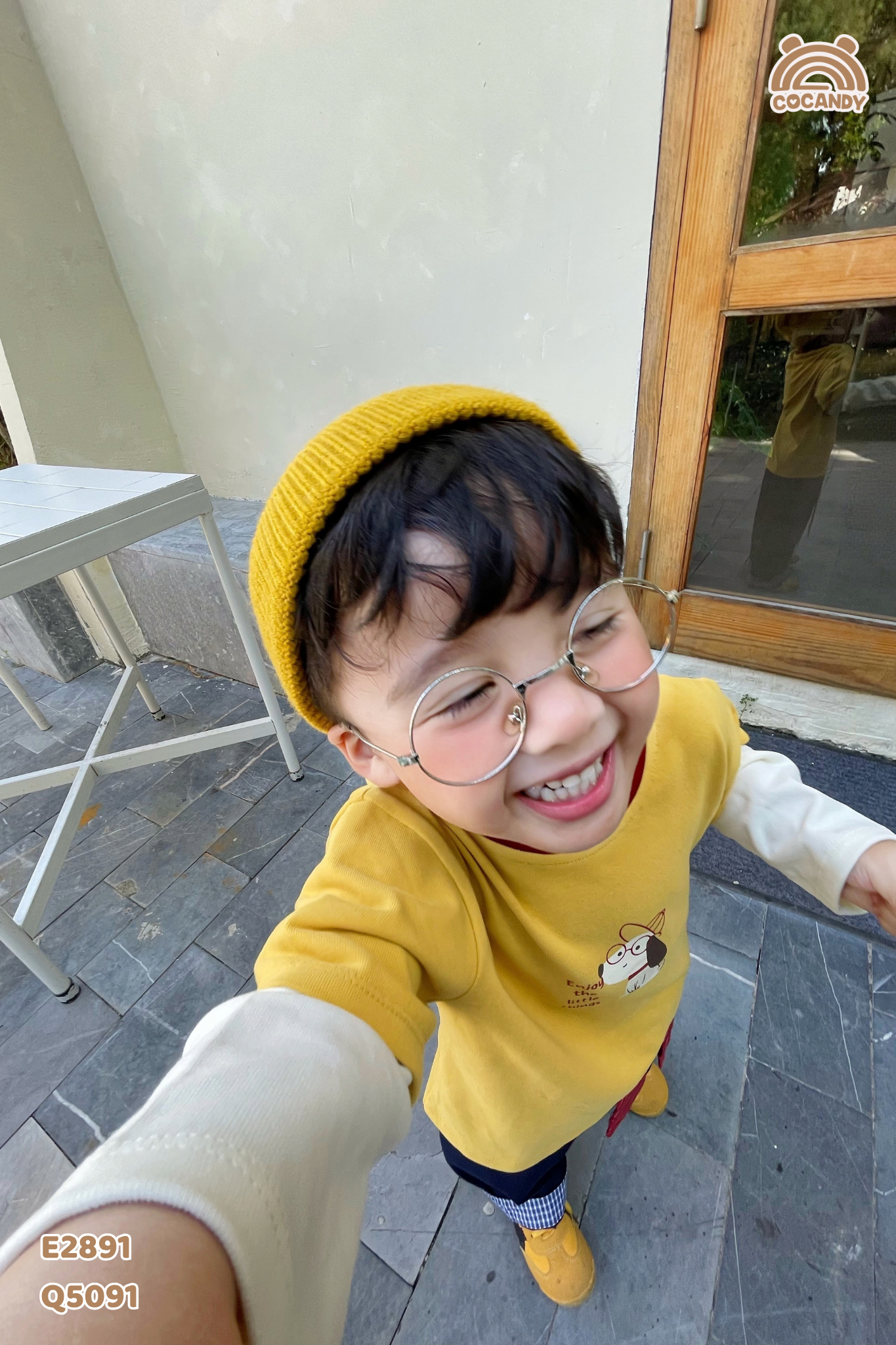 Áo dài VÀNG phối tay be hình cún_thumbnail_10